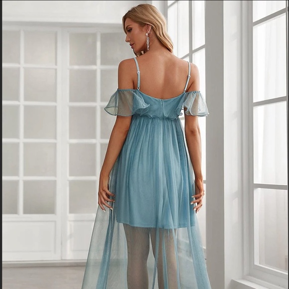 Dusty Blue Maternity Dress - Picture 3 of 4